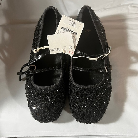 Zara Other - Zara Black Glitter Mary Jane Flats